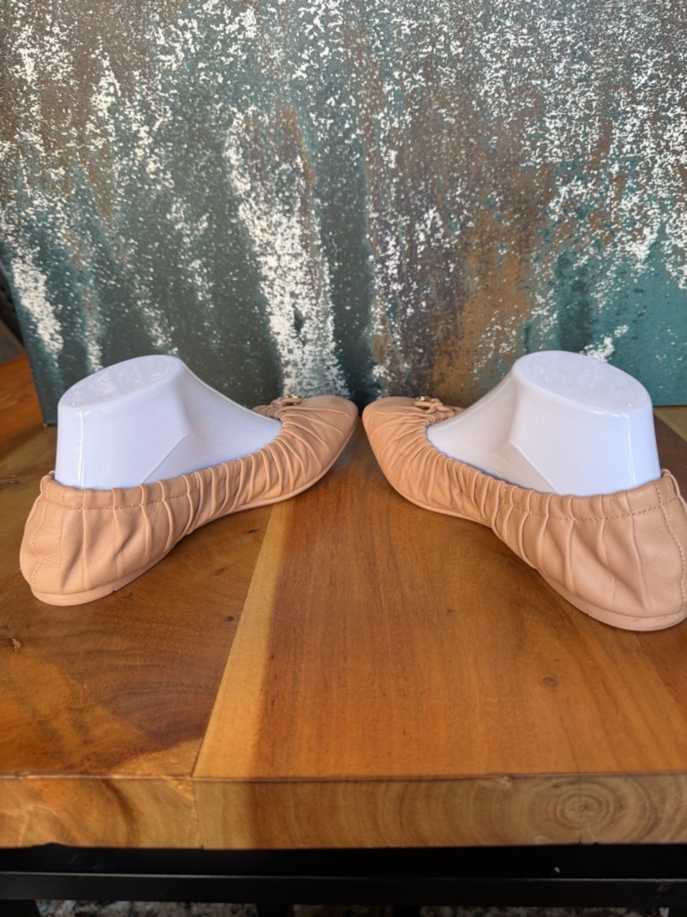 Coach Balletcore Blush Leather Ruched Ballet Flats Gold Detail (GUC) - Picture 7 of 13